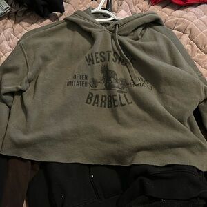 West side barbell low cut on sleeve hoodie